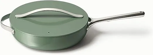 Caraway Nontoxic Ceramic Nonstick Sauté Pan with Lid - Gray