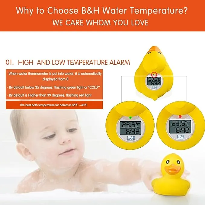 b&h Baby Thermometer, The Infant Baby Bath Floating Toy Safety Temperature Water Thermometer (Classic Duck)