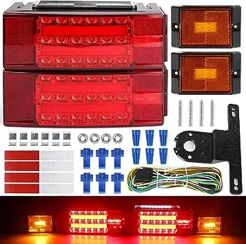 LINKITOM New Submersible LED Trailer Light Kit, Super Bright Brake Stop Turn Tail License Lights for Camper Truck RV Boat Snowmobile Over 80" Inches