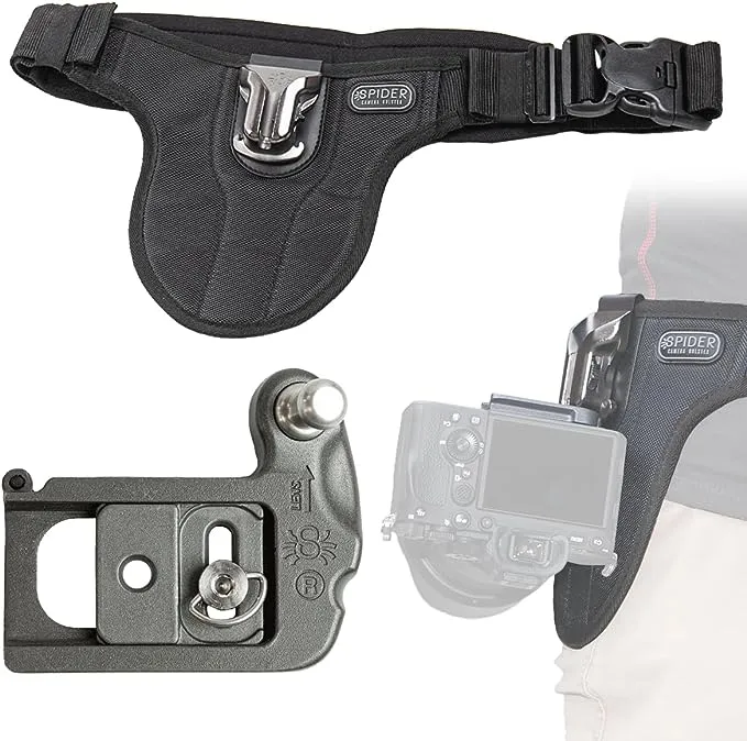 SPIDER HOLSTER – SpiderPro Mirrorless Single Camera System v2 for Carrying ONE Professional Camera and Heavy Gear Featuring Belt with Built-In Self-Locking Camera Holster for Quick-Draw Camera Access