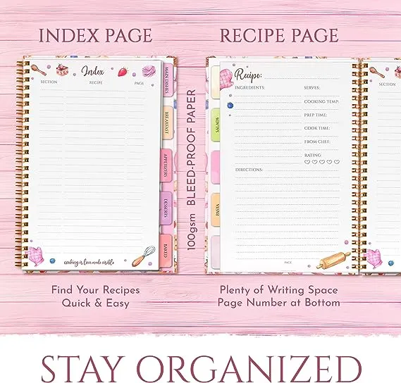 Recipe Book to Write in Your Own Recipes , 7"x10" Blank Recipe Book , Durable Hardcover Family Recipe Book , Recipe Book For Own Recipes , Recipe Organizer , 120 Pages Blank Cookbook, Recipe Binder