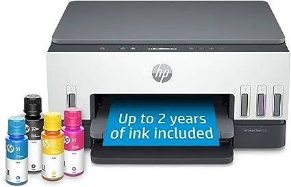 HP Smart -Tank 6001 Wireless All-in-One Cartridge-free Ink Printer, up to 2 years of ink included, mobile print, scan, copy (2H0B9A), Grey, White