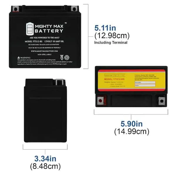 Mighty Max Battery YTX12-BS 12V 10AH Battery