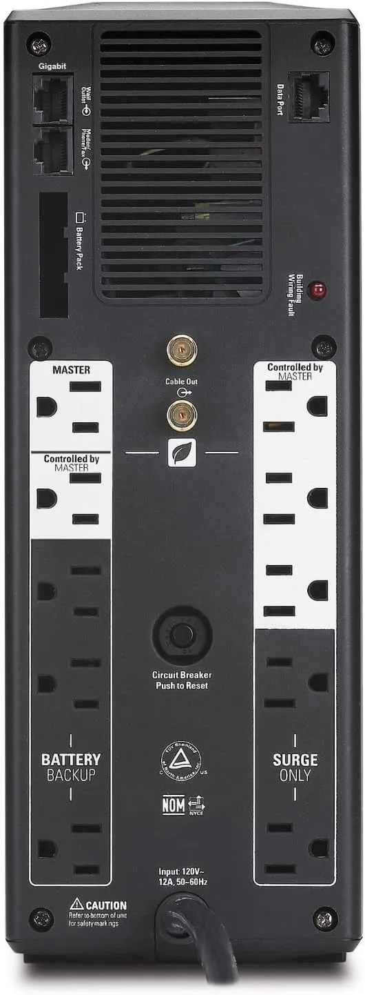 APC UPS 1500VA Battery Backup Surge Protector, BR1500G Backup Battery Power Supply with AVR