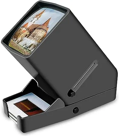 Rybozen 35mm Slide Viewer, 3X Magnification and Desk Top LED Lighted Illuminated Viewing and Battery Operation-for 35mm Slides & Positive Film Negatives(4AA Batteries Included)