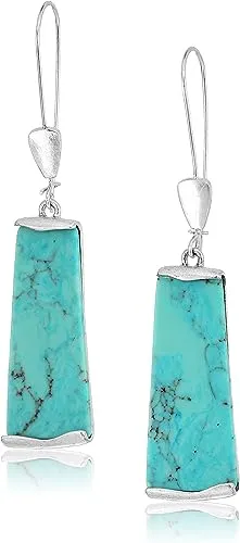 Robert Lee Morris Soho Womens Turquoise Geometric Stone Dangle Earrings, Turquoise/Silver 4