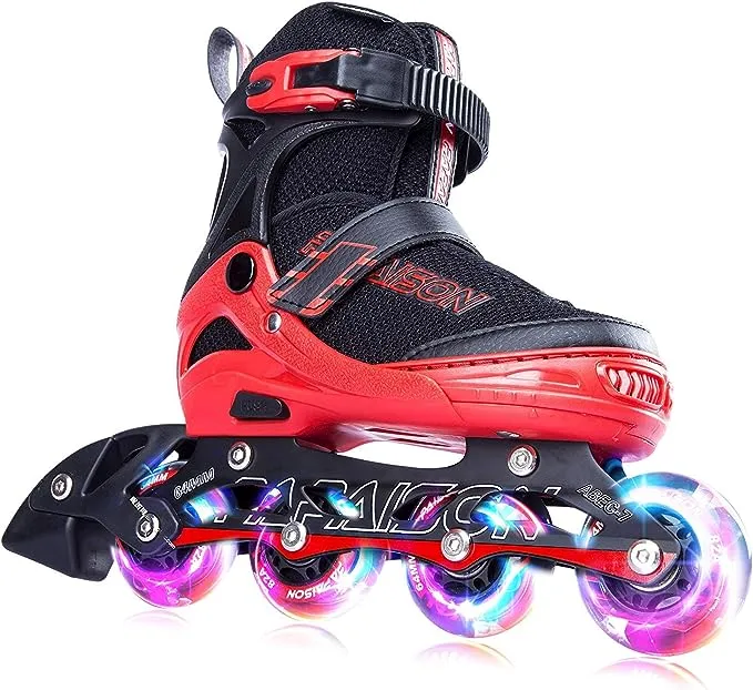 PAPAISON Adjustable Inline Skates for Kids and Adults with Full Light Up Wheels, Outdoor Roller Skates for Girls and Boys, Men and Women