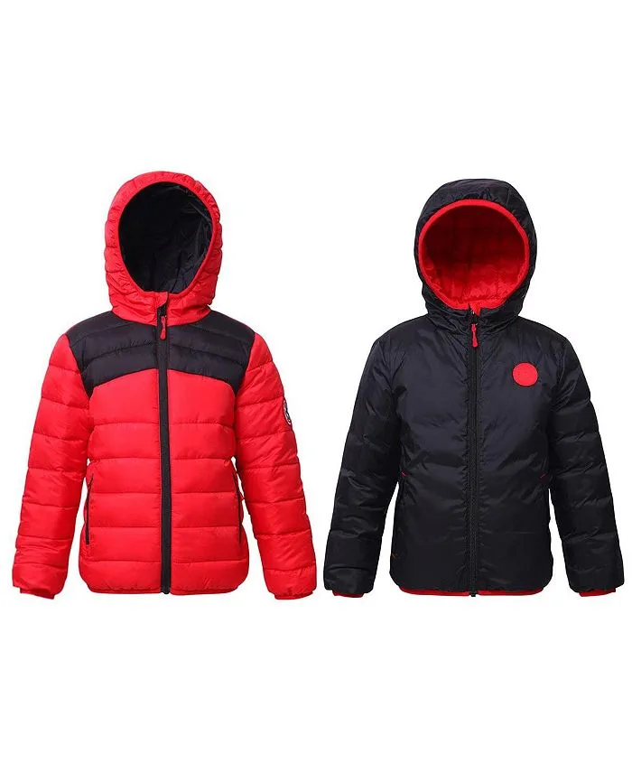 Boys' Lightweight Reversible Water Resistant Quilted Puffer Jacket Coat Outwear