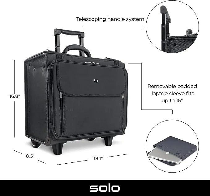 Solo Classic 17.3" Rolling Catalog Case Black