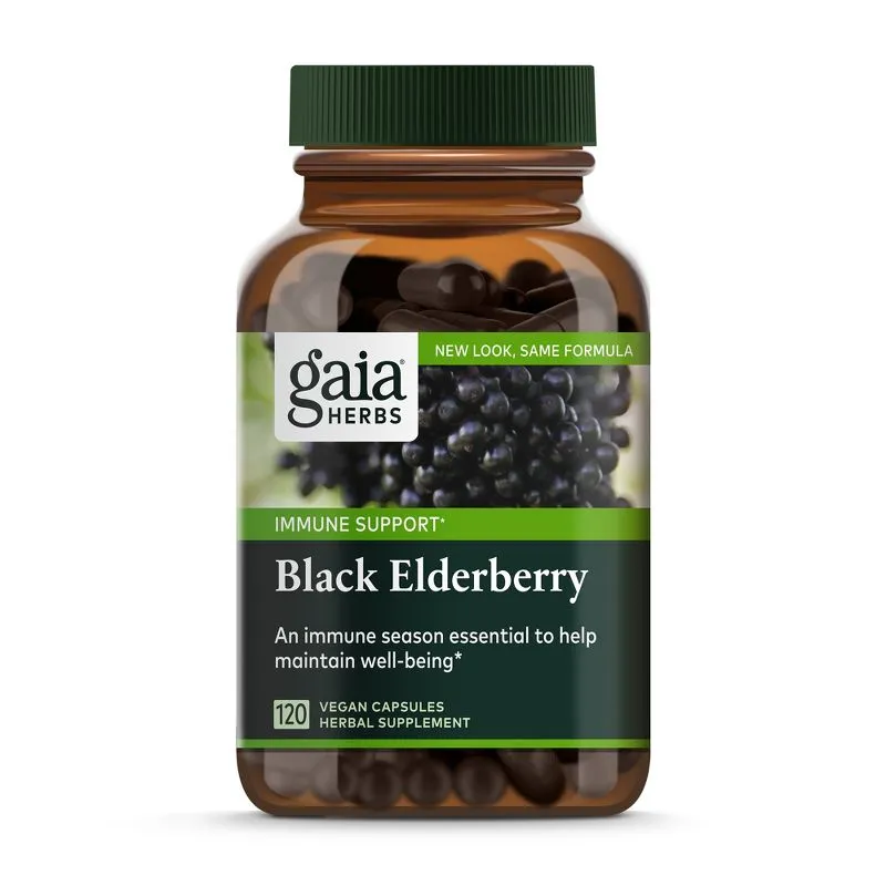 Gaia Black Elderberry, Immune Support, Vegan Capsules - 120 capsules