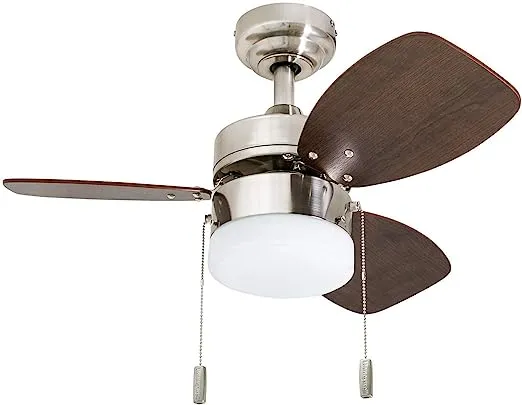 Honeywell Ocean Breeze 30" Brushed Nickel Small LED Ceiling Fan with Light, Silver