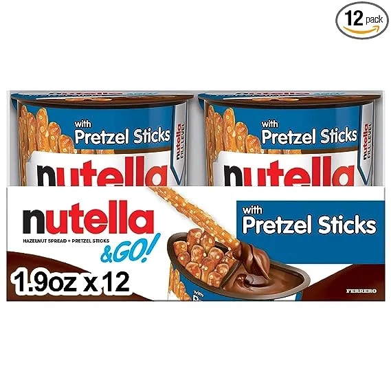 Nutella & GO! Hazelnut and Cocoa Spread with Pretzel Sticks, Snack Pack, 1.9 oz each, Bulk 12 Pack