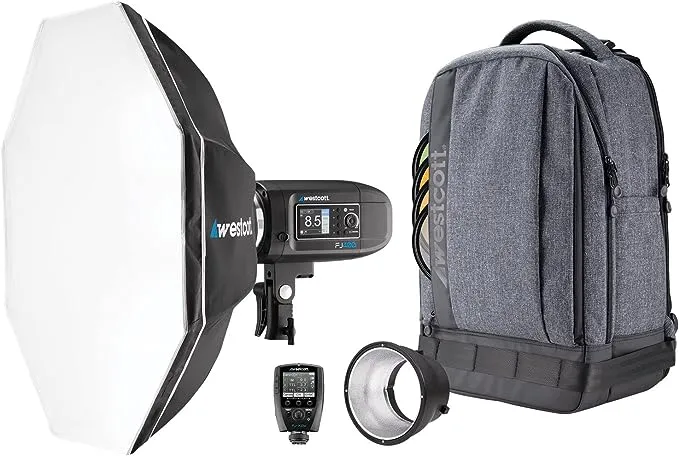 Westcott FJ400 Strobe 1-Light Backpack Kit with FJ-X2m Universal Wireless Trigger and Rapid Box Switch Octa-S