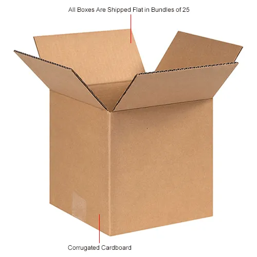 Global Industrial™ Cube Cardboard Corrugated Boxes, 8"L x 8"W x 8"H, Kraft - Pkg Qty 25