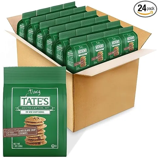 Tate's Bake Shop Thin & Crispy Cookies, Tiny Tate's Chocolate Chip, 1 oz, 24Count