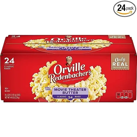 Orville Redenbacher's Movie Theater Butter Microwave Popcorn, 3.29 Ounce Classic Bag, 24-Count