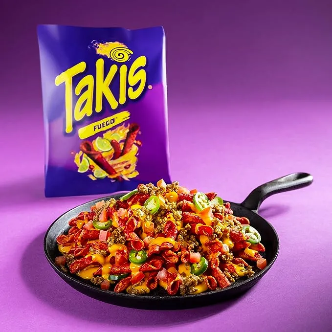 Takis Fuego Rolled Spicy Tortilla Chips, Hot Chili Pepper Lime Flavored Hot Chips, Multipack 40 Individual Bags, 1 Ounce Each