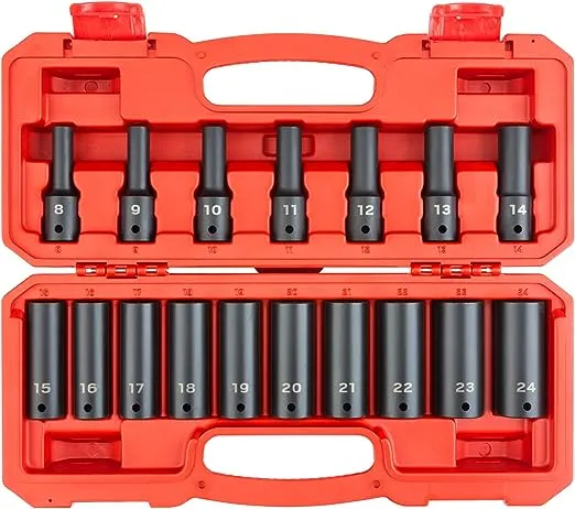 TEKTON 1/2 Inch Drive Deep 6-Point Impact Socket Set 17-Piece