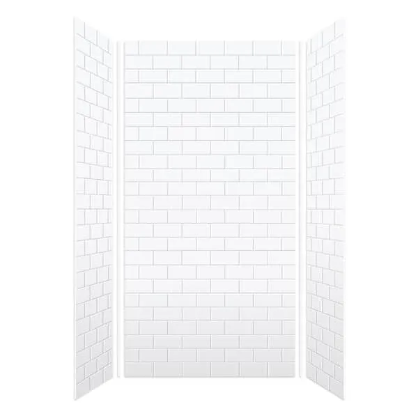 Transolid SWK483696-21 Saramar 36-in x 48-in x 96-in Glue 3-Piece Shower Wall Kit, White