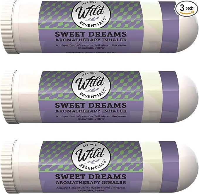 Wild Essentials 3 Pack of Sweet Dreams Aromatherapy Nasal Inhalers Made with 100% Natural Essential Oils to Help with Relaxation and Sleep