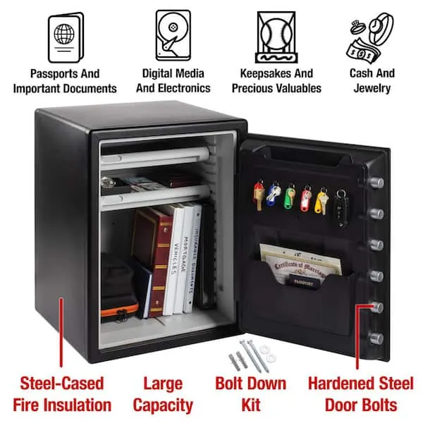 Sentry Fire-Safe with Digital Keypad Access, 2 Cu ft, 18.67w x 19.38d x 23.88h, Black