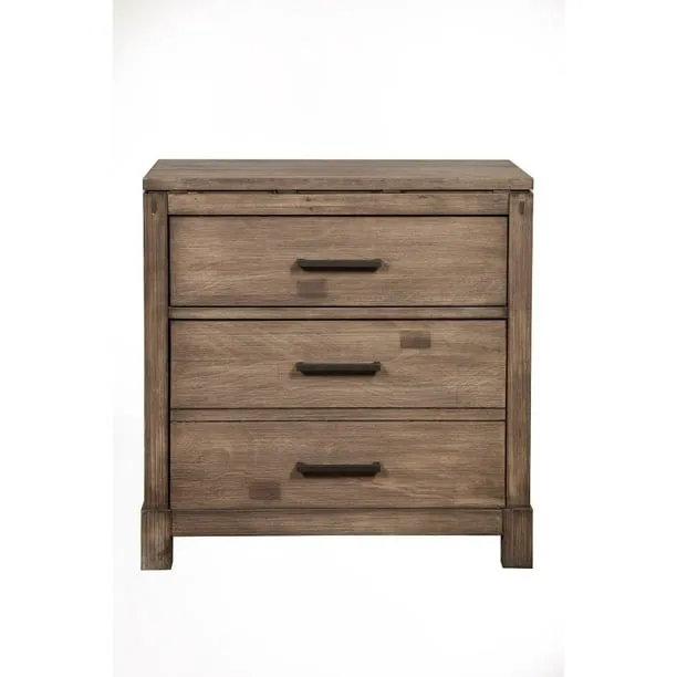 Rustically Designed Nightstand with 3 Drawers Brown- Saltoro Sherpi