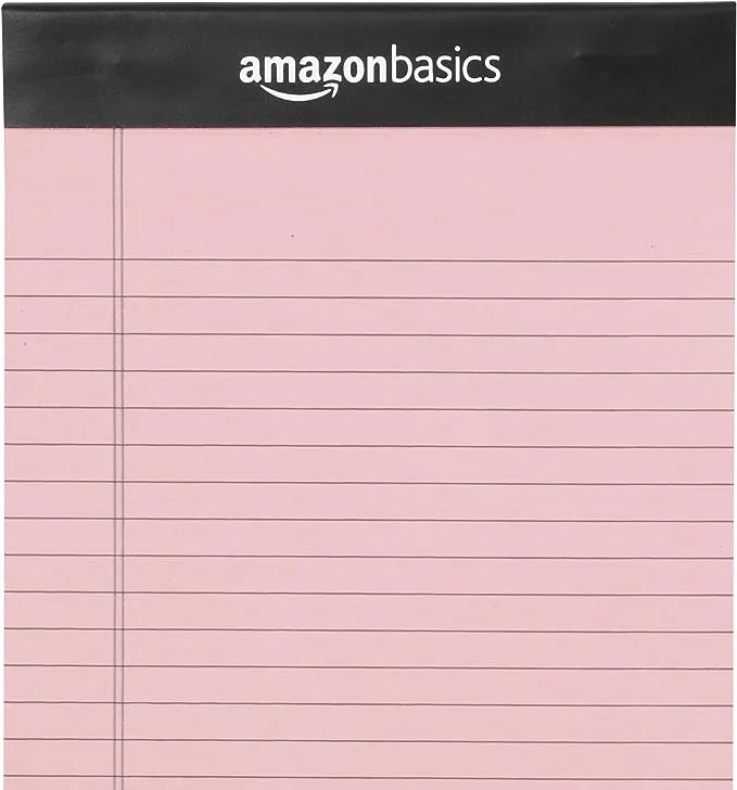 Amazon Basics Narrow Ruled 5 x 8-Inch Lined Writing Note Pads, 6 Count (50 Sheet Pads), Multicolor