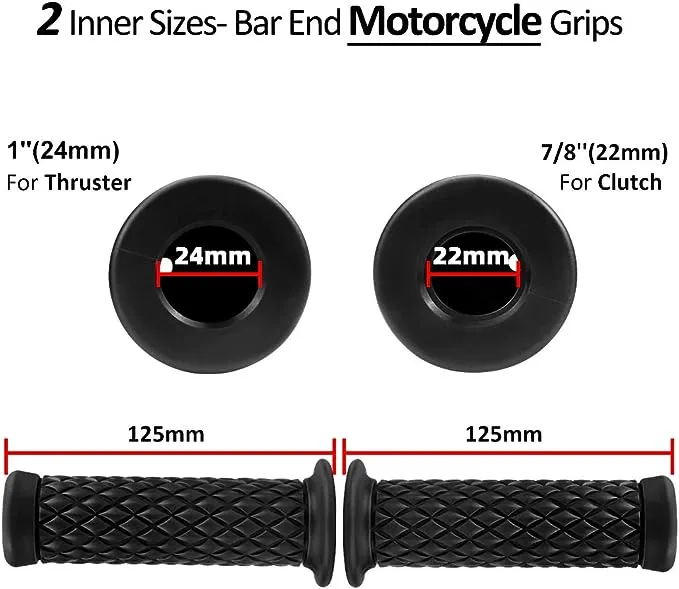 Motorcycle Grips Non Slip Rubber Bar End Thruster Grip 7/8" 22mm 24mm Motorcycle Comfort Hand Handlebar Grip Thruster Grip