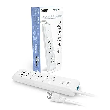 Feit Electric Smart Power Strip, Smart Plugs Work with Alexa and Google Home, No hub Required, 4 Sockets, 4 USB Ports, Remote Control from Anywhere, 15 Amp, Indoor Smart Powerstrip, POWERSTRIP/WiFi