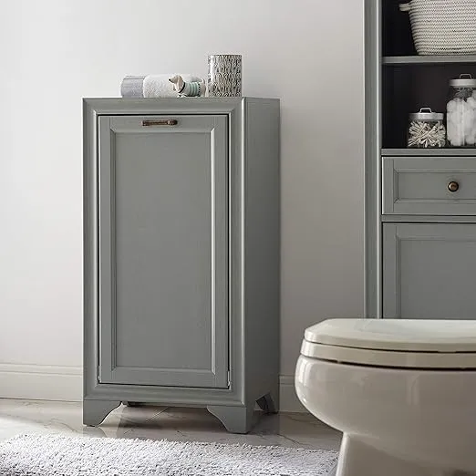 Crosley Furniture Tara Linen Hamper, Vintage Gray