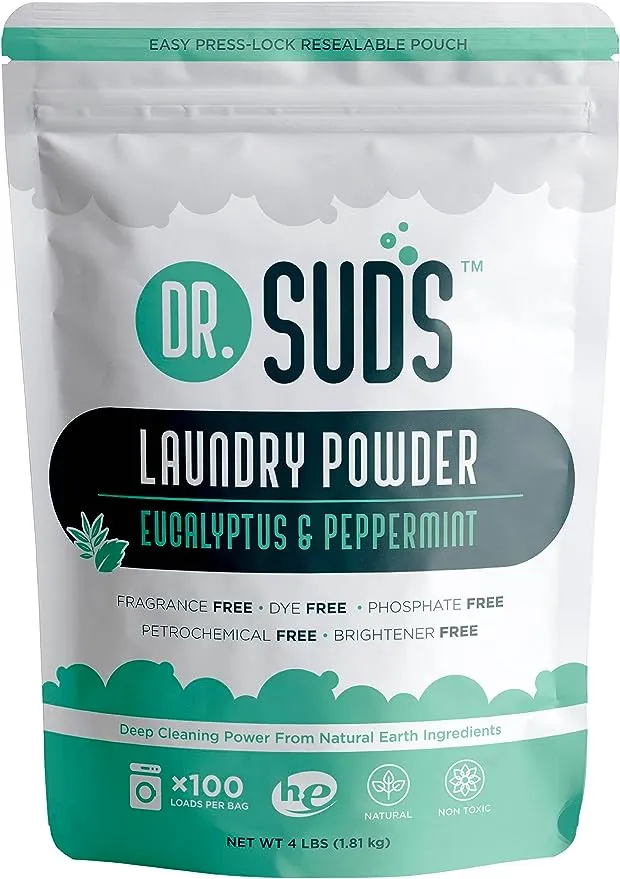 New Dr Suds Natural Laundry Detergent Powder 100+ Loads Eucalyptus & Peppermint Made with Natural Earth Ingredients