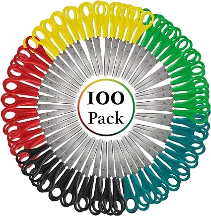 Scissors Bulk 100 Pack of Kids Scissors Bulk 5 Inch Blunt Tip Safety Classroom Scissors Perfect for School & Crafts