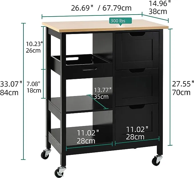 Kitchen Island with Storage On Wheels for Dining Room