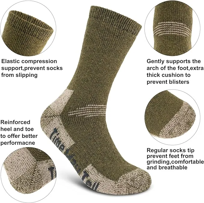 Time May Tell Mens Merino Wool Hiking Cushioning Socks For Outdoor Wool-Socks-For-Mens 2/3 Pack