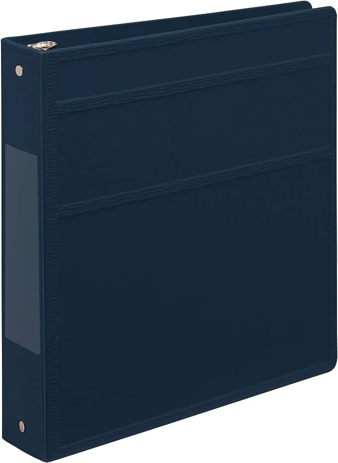 Carstens 1.5-Inch Heavy Duty 3-Ring Binder - Side Opening, Navy Blue, Durable Plastic, Precision No-Gap Rings, Waterproof Cover, No Pockets, Holds 250 Letter Sheets, BPA-Free, Made in USA (2024-3R)