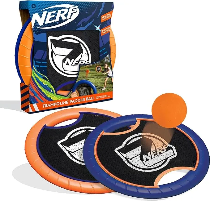 Nerf Outdoor Trampoline Paddle Ball includes 2 sports Disc and Bounce Ball