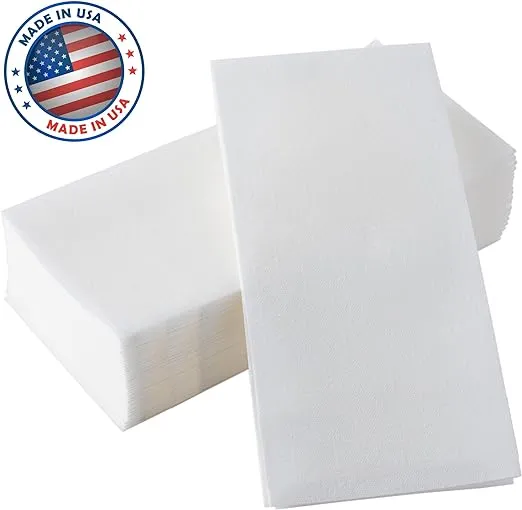 200 BloominGoods Disposable Bathroom Napkins | Single-Use Linen-Feel Guest Towels | Cloth-Like Hand Tissue Paper, White, 12" x 17" (Pack of 200, Made In USA)