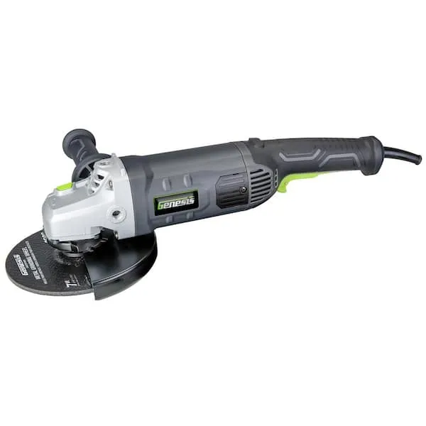 Genesis 7 In. 15 Amp Angle Grinder with 3-Position Side Handle & Wheel Guard