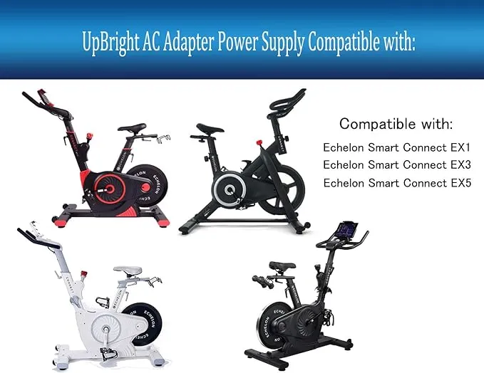 UpBright 9V 3A AC/DC Adapter Compatible with Echelon Smart Connect EX1 EX3 Max EX5 Cycling Cycle Cardio Exercise Fitness Bike ECH01-RED Ech01 EX-1 EX-3 ECHEX-3 EX-5 YS25-0903000 9VDC 3 A Power Charger