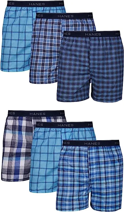 Hanes Men's Woven Boxers 6-Pack Assorted 3XL