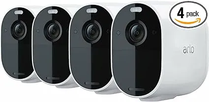 Arlo VMC4450P-100NAR-KIT Pro 4 Spotlight Wireless Camera 4 Pack, Color Night Vision Direct to WiFi No Hub Needed, White - Certified Refurbished