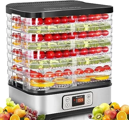 Homdox 8 Trays Food Dehydrator Machine with Fruit Roll Sheet, Digital Timer and Temperature Control, Dehydrators for Food and Jerky, Meat, F