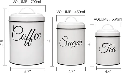 Canister Set For Kitchen Counter Airtight White Vintage Canisters Sets 3pcs Rust