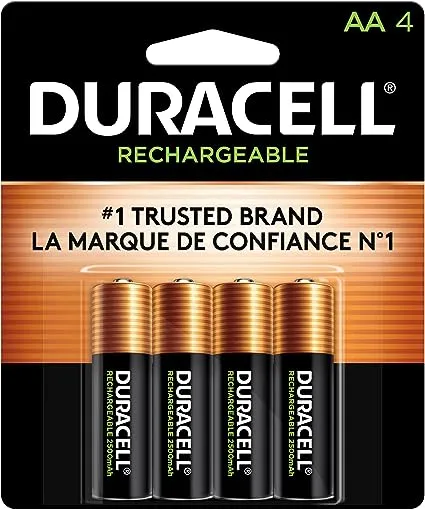 Duracell Batteries, Rechargeable, AA, NiMH, 1.2V, 4 Pack - 4 batteries