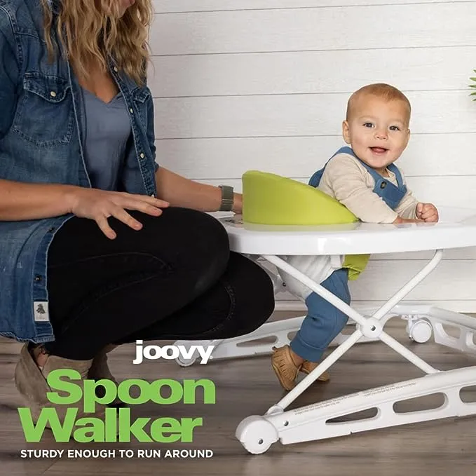 Joovy Spoon Baby Walker & Activity Center Featuring Three Adjustable Heights, Tough Luggage Grade Seat Material, and 30 lb Weight Capacity - JPMA Safety Certified (Greenie)