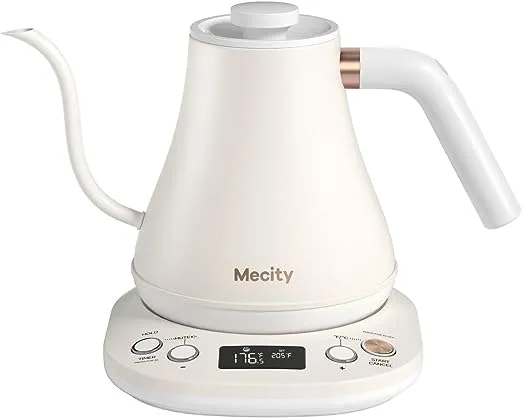 Mecity Electric Gooseneck Kettle with Display Automatic Shut Off Coffee Kettle Temperature Control Hot Water Boiler Pour Over Tea Kettle 1200 Watt