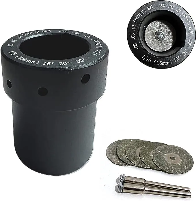 Tungsten Sharpener Grinder Head TIG Welding Rotary Tool, Aluminum TIG Sharpener Welding Tungsten Grinder Head Tool,with Slot Tungsten Sharpener Multi-Angle, 5pc Diamond Wheels 25mm