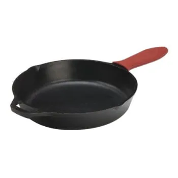 Lodge Cast Iron Skillet with Red Silicone Hot Handle Holder, 12-inch