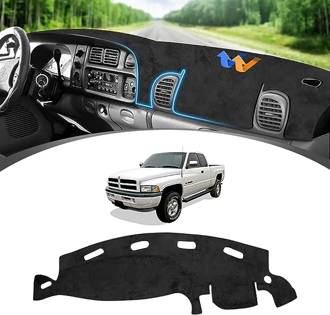 FIILINES Dashboard Cover Custom Fit for Dodge Ram 1500 2500 3500 1998-2001 Dash Cover Ram Accessories Dash Mat Sunshade Anti-Slip Pad Carpet Protector