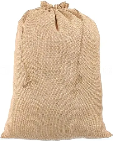 CleverDelights 18" x 24" Burlap Bags - 6 Pack - 18x24 Inch Jute Burlap Drawstring Sacks